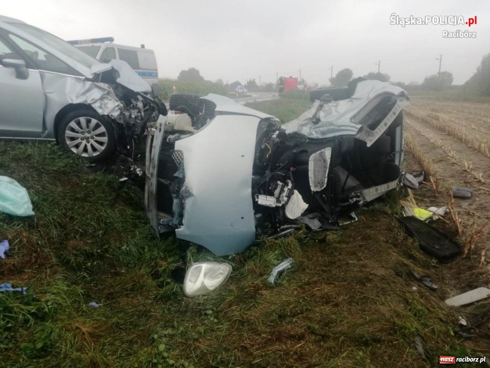 Zdjęcie w galerii na portalu naszraciborz.pl: Śmiertelny wypadek na DK 45. Zginęła 47-latka kierującą toyotą [FOTO] wiadomości z regionu