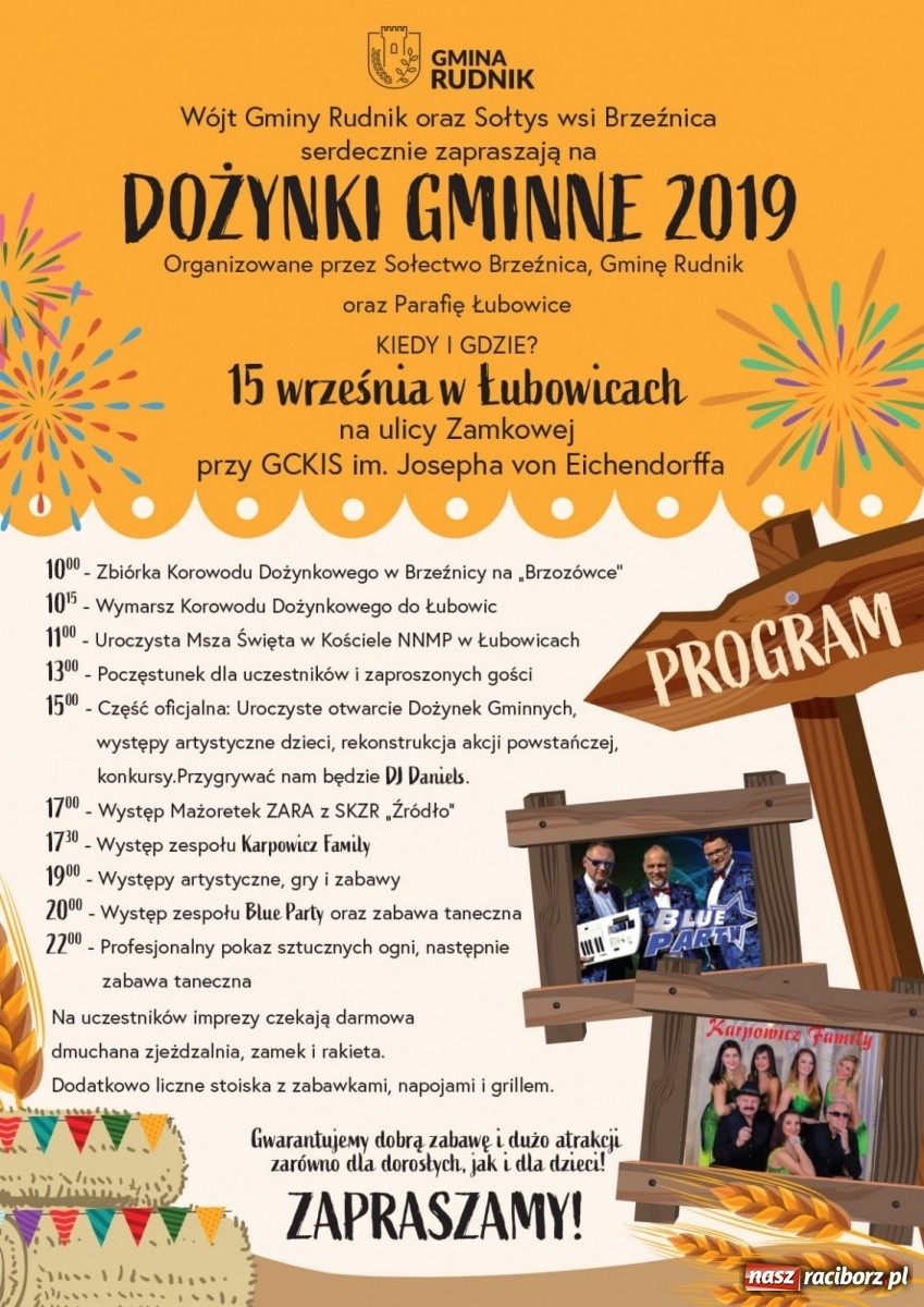 Zdjęcie w galerii na portalu naszraciborz.pl: Karpowicz Family i Blue Party gwiazdami dożynek gminy Rudnik wiadomości z regionu
