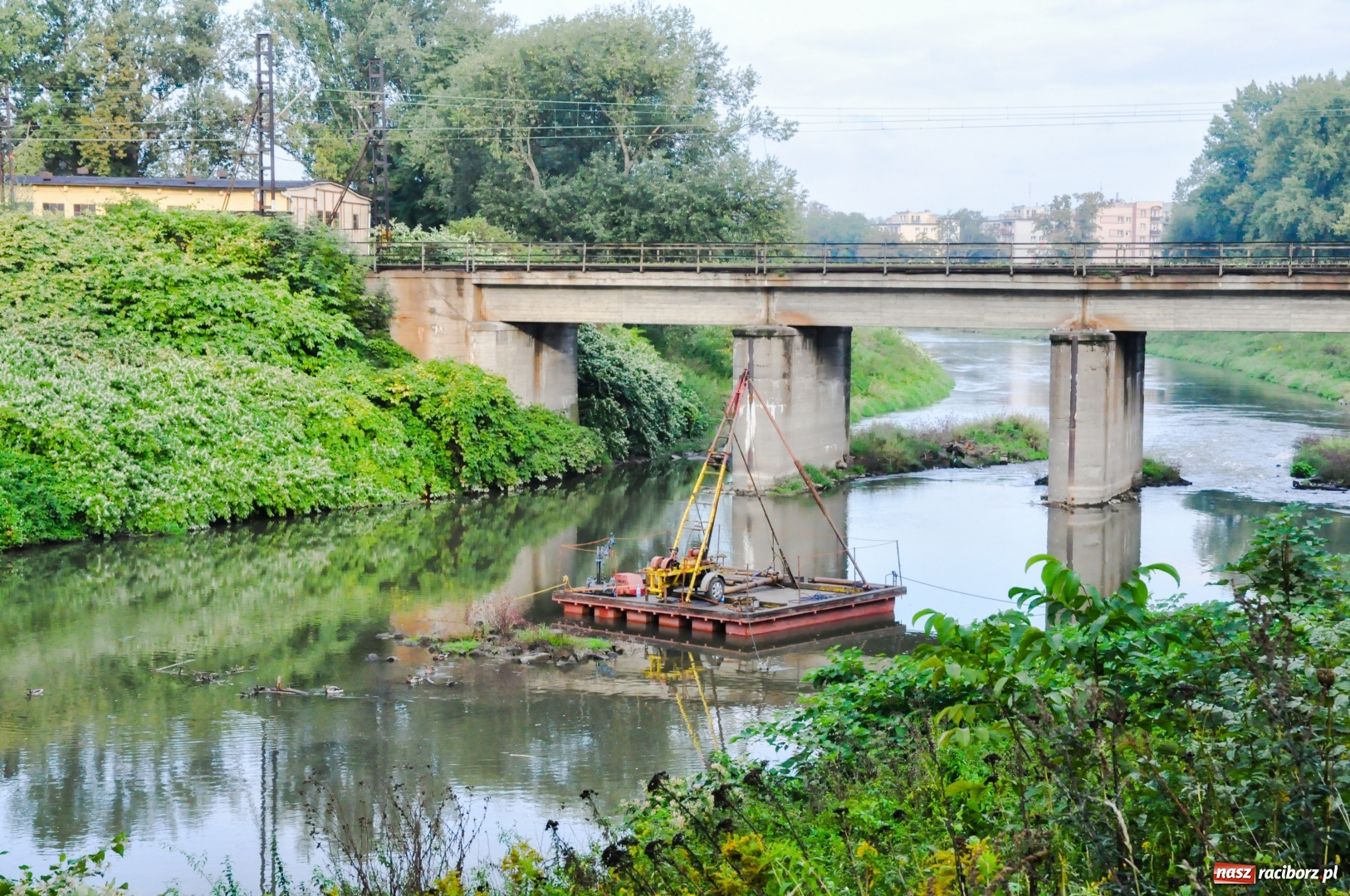 Zdjęcie w galerii na portalu naszraciborz.pl: Tajemniczy obiekt na Odrze przy moście kolejowym [FOTO]  wiadomości z regionu