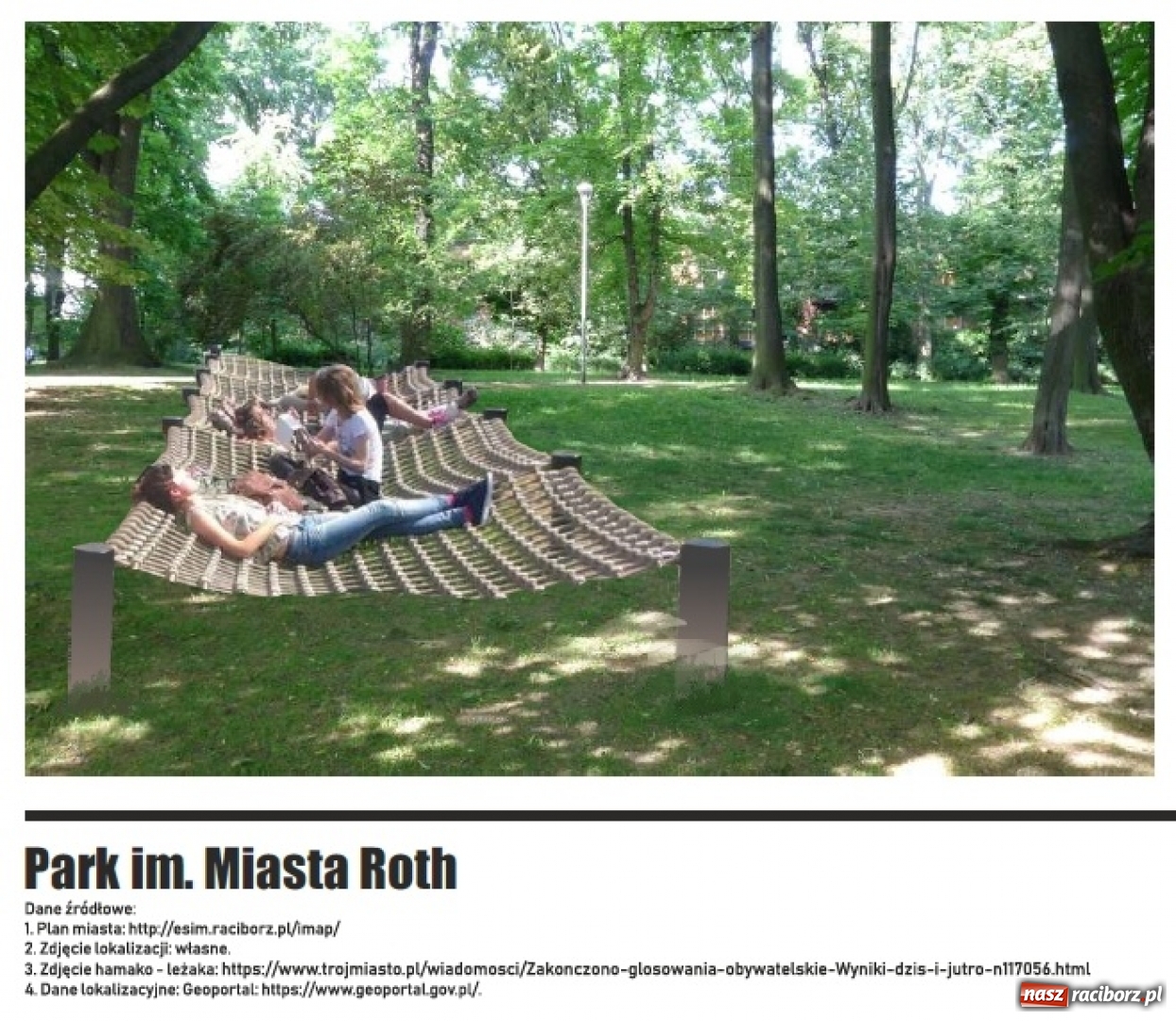 Zdjęcie w galerii na portalu naszraciborz.pl: Hamaki w centrum miasta. Autorka pokazuje wizualizacje  wiadomości z regionu