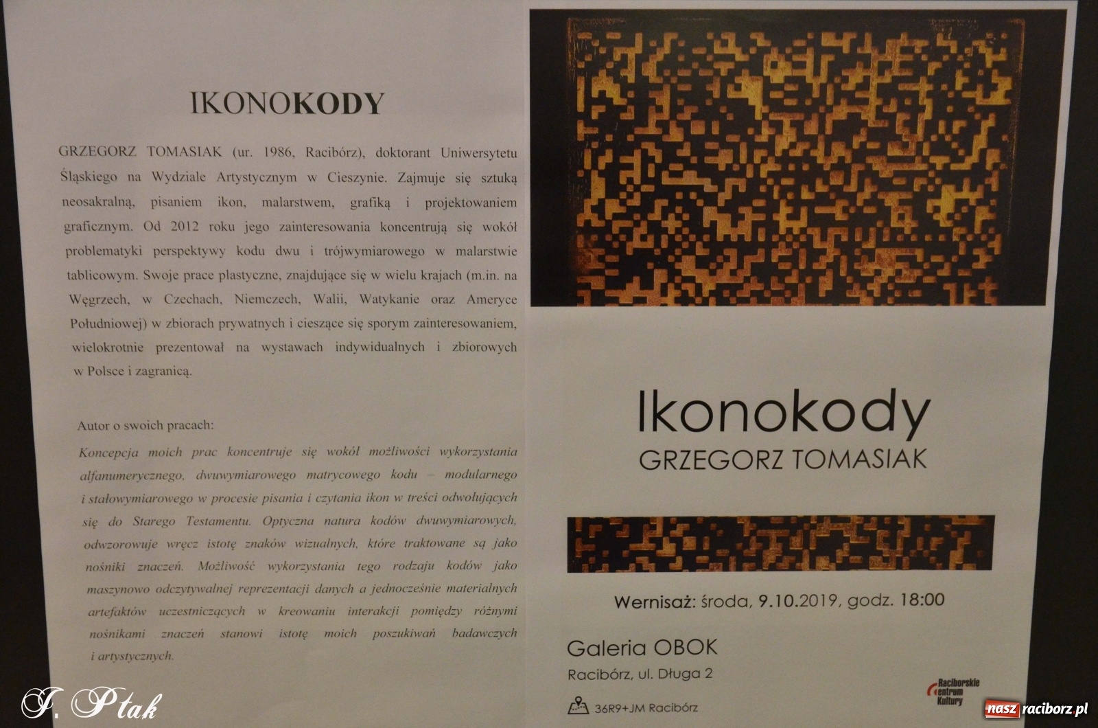 Zdjęcie w galerii na portalu naszraciborz.pl: Ikonokody Tomasiaka w Galerii Obok  wiadomości z regionu