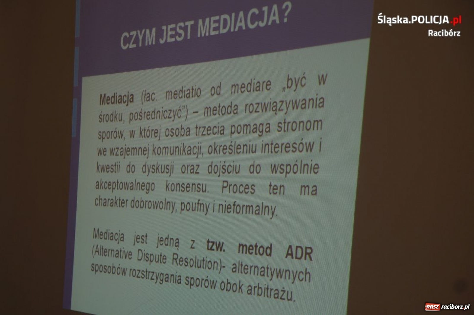 Zdjęcie w galerii na portalu naszraciborz.pl: Szkolenie w ramach międzynarodowego Dnia i Tygodnia Mediacji wiadomości z regionu