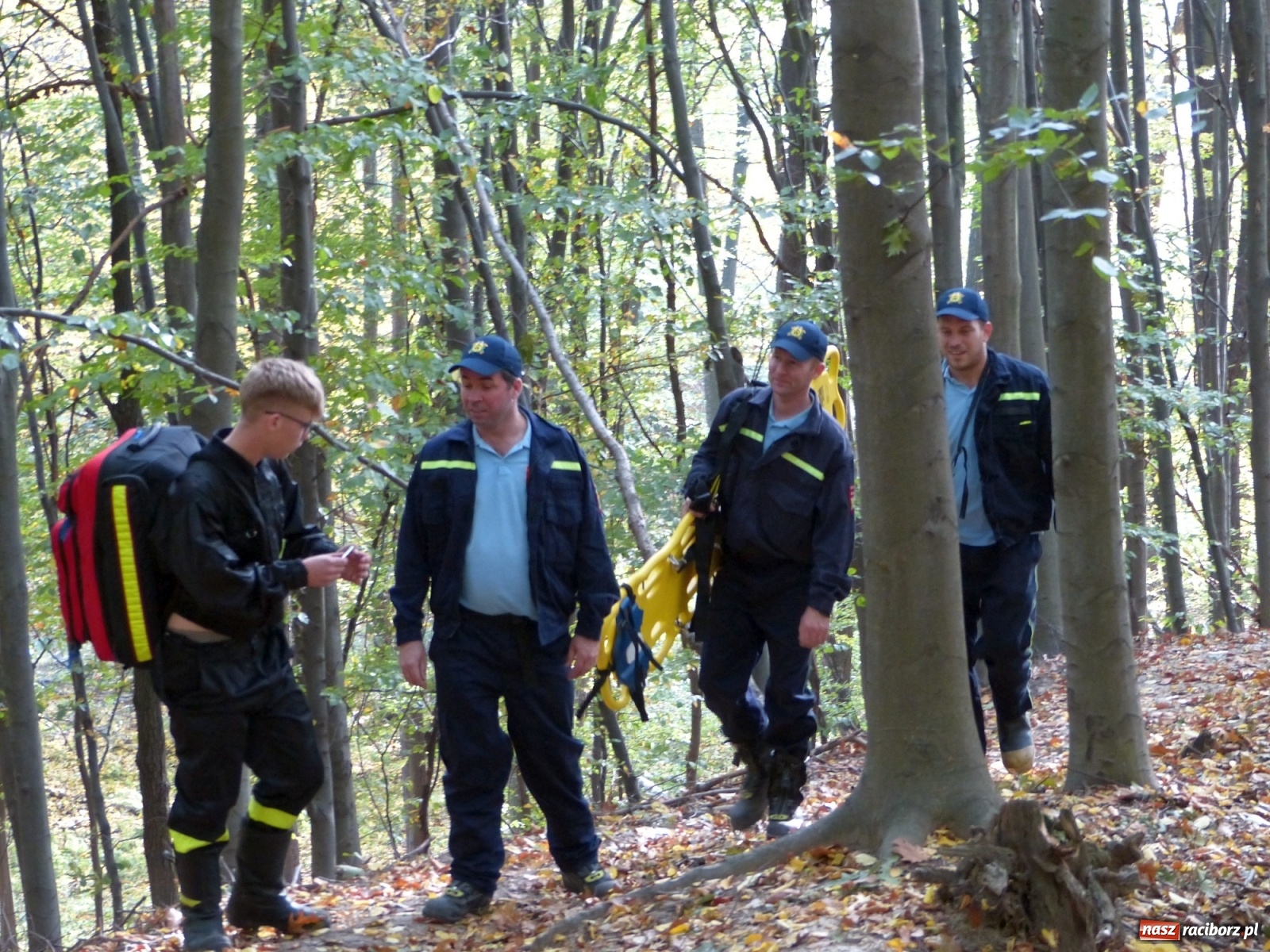 Zdjęcie w galerii na portalu naszraciborz.pl: Ponad dwudziestu strażaków poszukiwało dziś dwóch rannych grzybiarzy  wiadomości z regionu