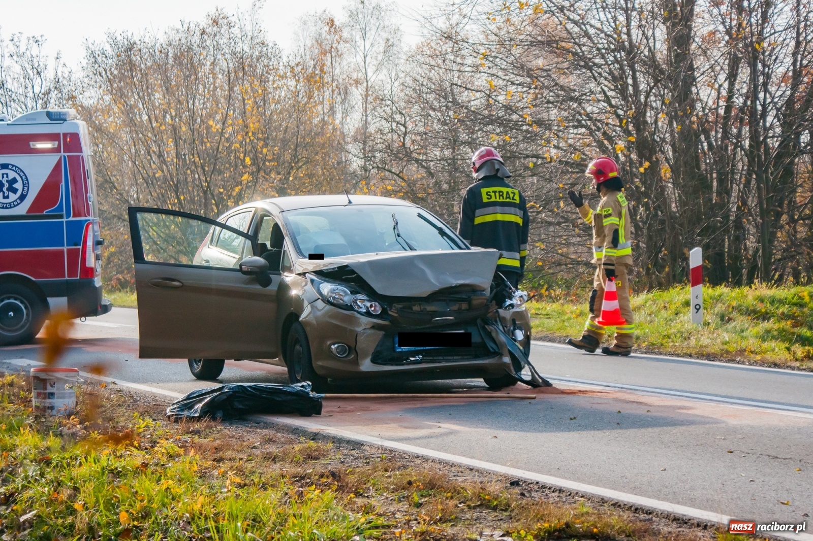 Zdjęcie w galerii na portalu naszraciborz.pl: Trzy pojazdy zderzyły się na DW 919 Racibórz-Babice [FOTO] wiadomości z regionu