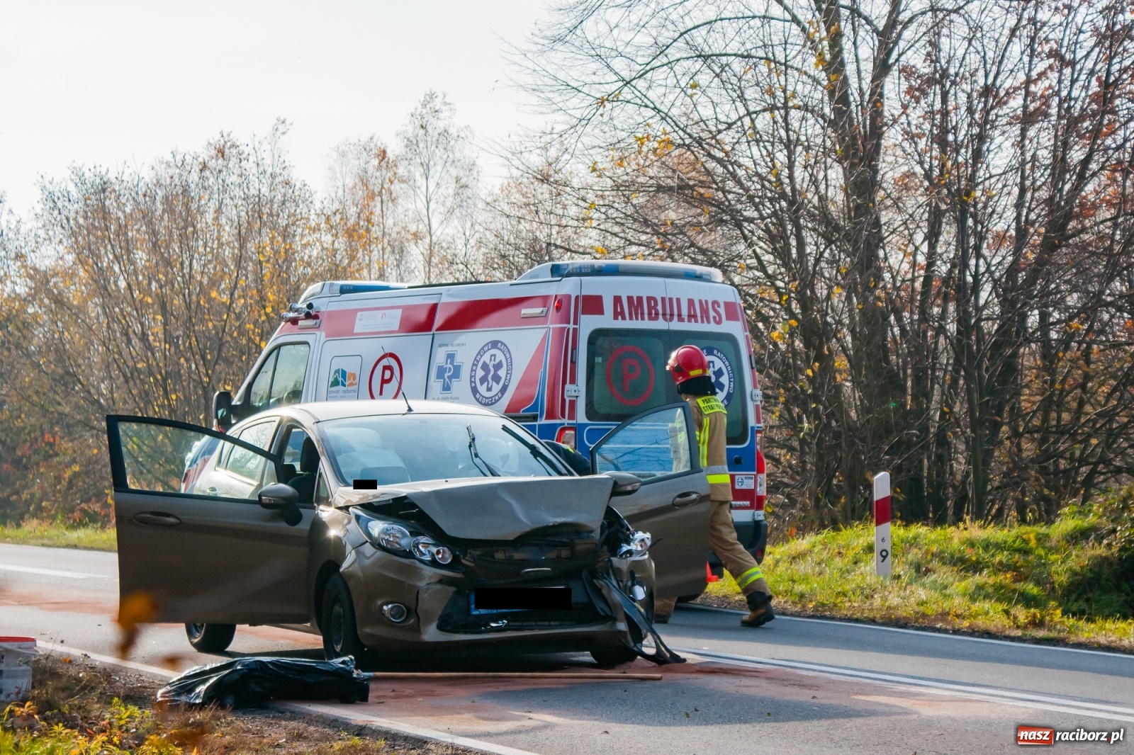 Zdjęcie w galerii na portalu naszraciborz.pl: Trzy pojazdy zderzyły się na DW 919 Racibórz-Babice [FOTO] wiadomości z regionu
