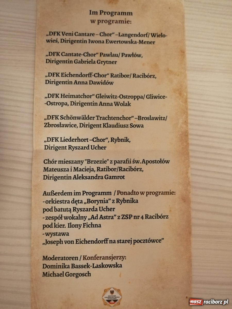 Zdjęcie w galerii na portalu naszraciborz.pl: Chórzyści śpiewali do słów Eichendorffa  wiadomości z regionu