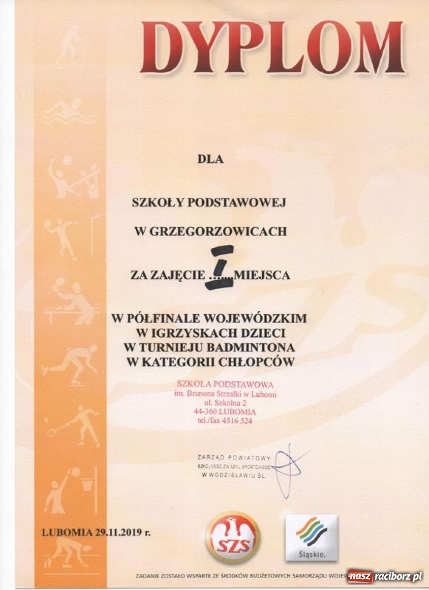 Zdjęcie w galerii na portalu naszraciborz.pl: Grzegorzowice wygrały wojewódzki półfinał badmintona  wiadomości z regionu