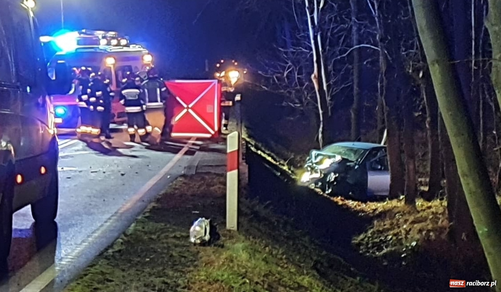 Zdjęcie w galerii na portalu naszraciborz.pl: Tragedia pod Rudą Kozielską. Dachowanie za Miedonią. Komunikat policji  wiadomości z regionu