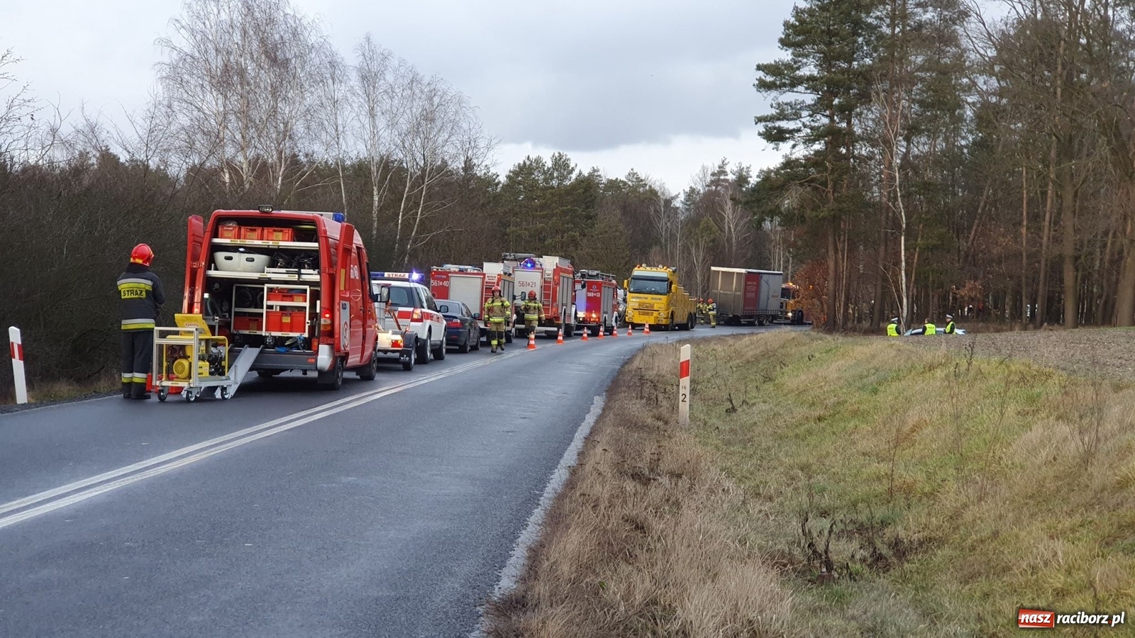 Zdjęcie w galerii na portalu naszraciborz.pl: Ciężarówka wypadła z drogi Racibórz-Rudy  wiadomości z regionu