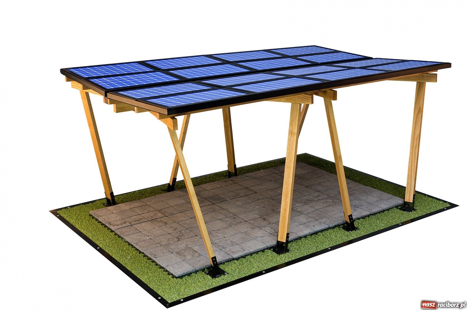 Zdjęcie w galerii na portalu naszraciborz.pl: Zadaszenie na samochód pełniące funkcję wiaty fotowoltaicznej wiadomości z regionu