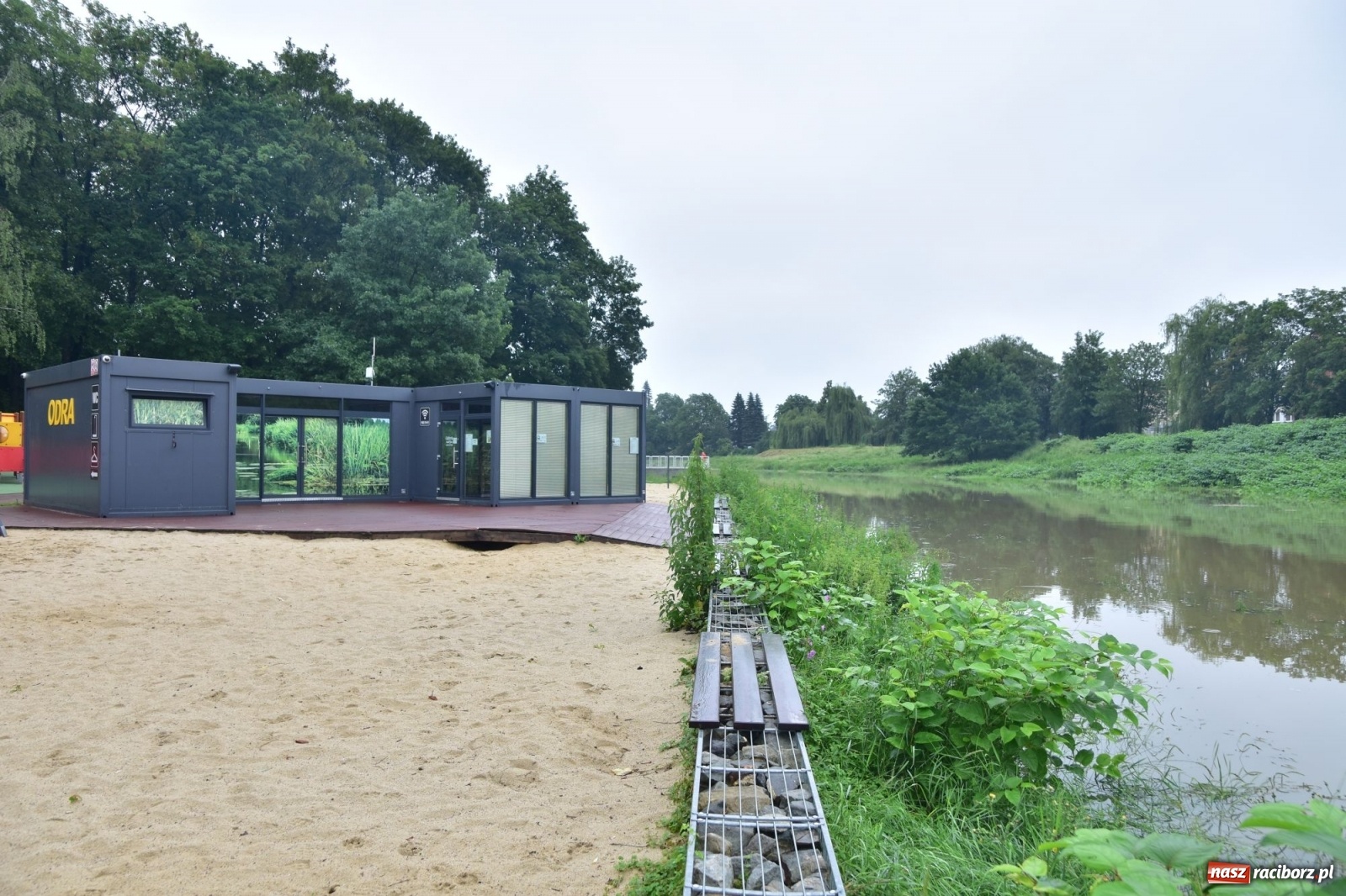 Zdjęcie w galerii na portalu naszraciborz.pl: Wojewoda zarządził pogotowie przeciwpowodziowe. Odra w Raciborzu w południe 21.06.2020 wiadomości z regionu