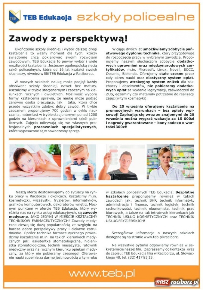 Zdjęcie w galerii na portalu naszraciborz.pl: TEB EDUKACJA - zawody z perspektywą wiadomości z regionu