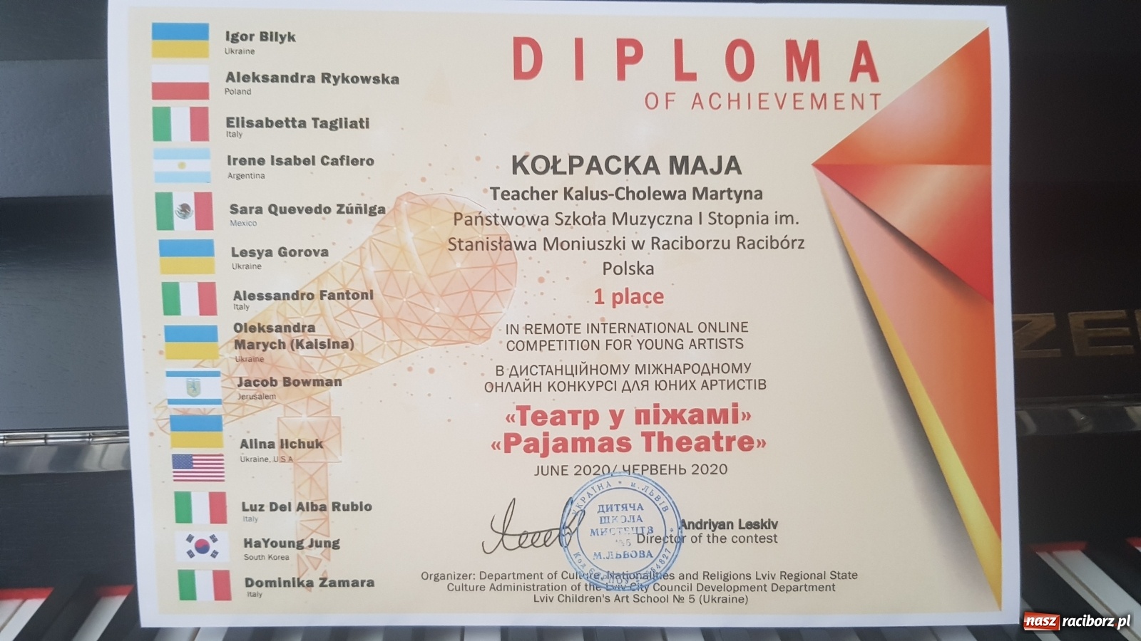 Zdjęcie w galerii na portalu naszraciborz.pl: Sukces raciborzanki w międzynarodowym konkursie wokalnym wiadomości z regionu