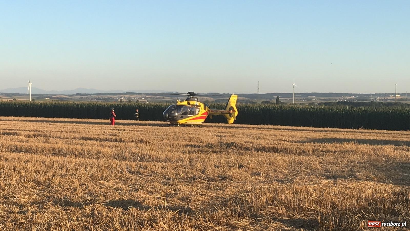 Zdjęcie w galerii na portalu naszraciborz.pl: Groźny wypadek rowerzysty na trasie Cyprzanów-Żerdziny. Lądował śmigłowiec LPR wiadomości z regionu