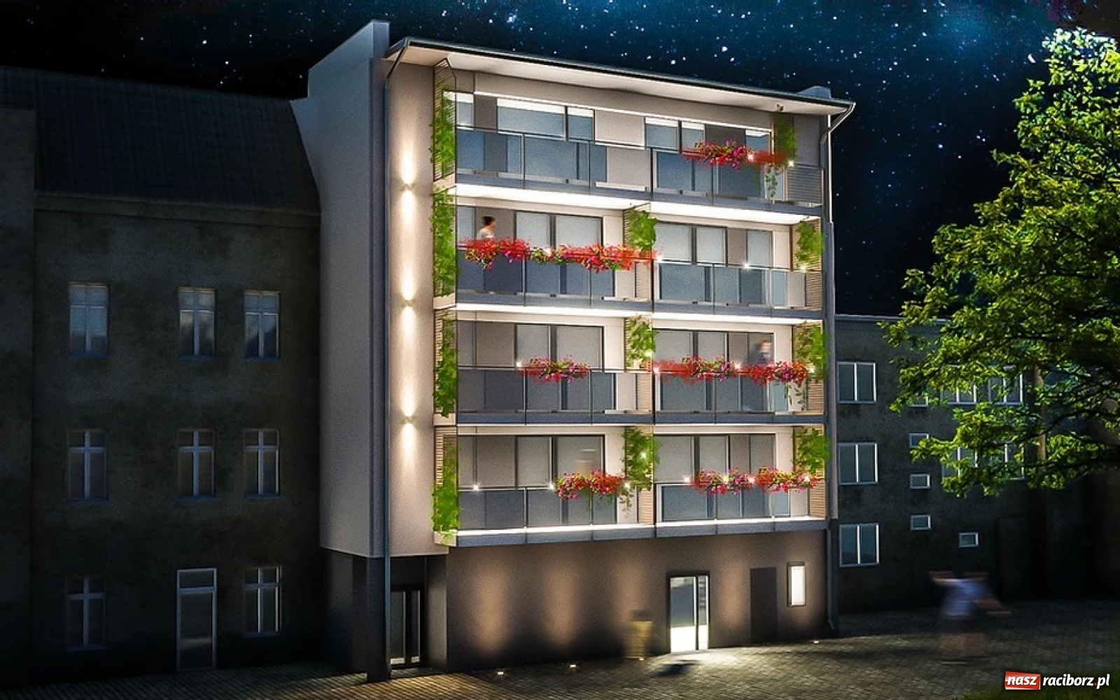 Zdjęcie w galerii na portalu naszraciborz.pl: Ulica Chopina wczoraj i dziś z nowym apartamentowcem wiadomości z regionu