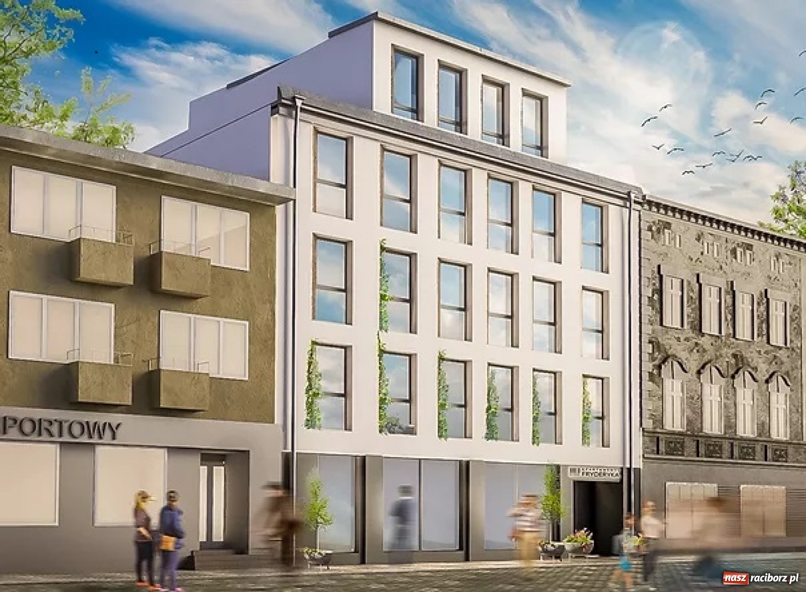 Zdjęcie w galerii na portalu naszraciborz.pl: Ulica Chopina wczoraj i dziś z nowym apartamentowcem wiadomości z regionu