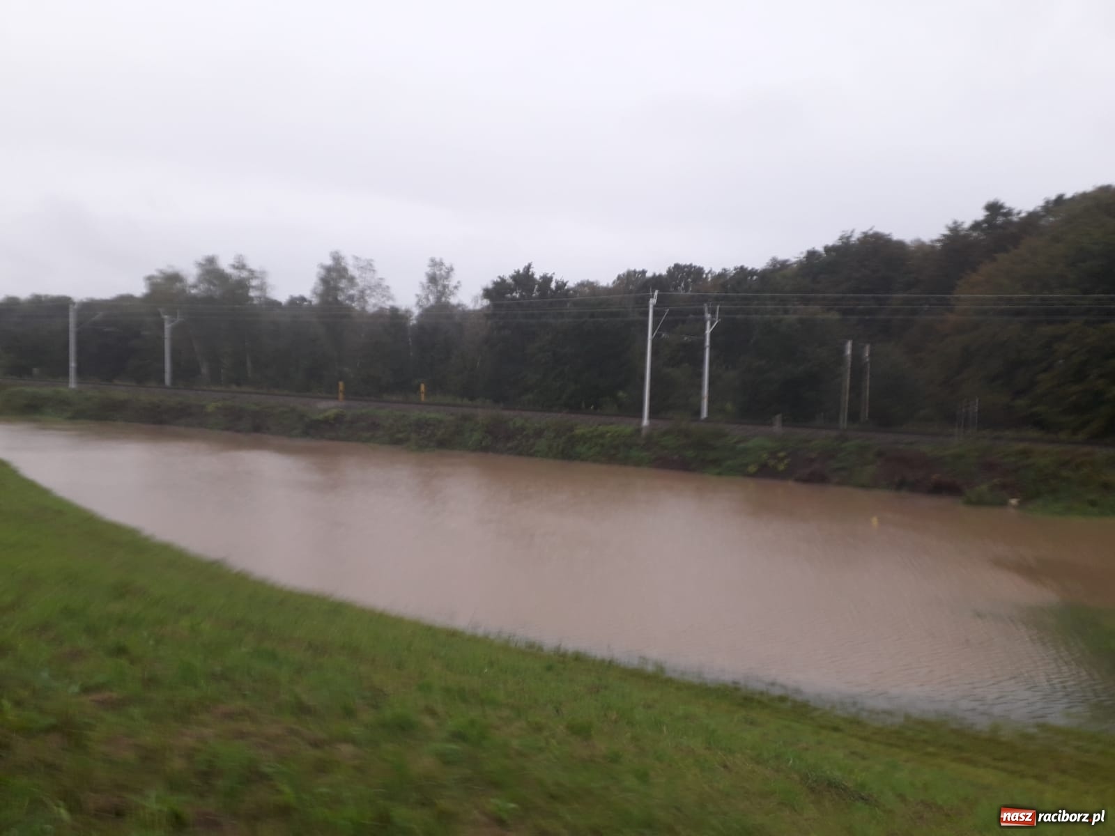 Zdjęcie w galerii na portalu naszraciborz.pl: W gminie Krzyżanowice groźna sytuacja na Bełku. Na Łapaczu układają zaporę z worków wiadomości z regionu