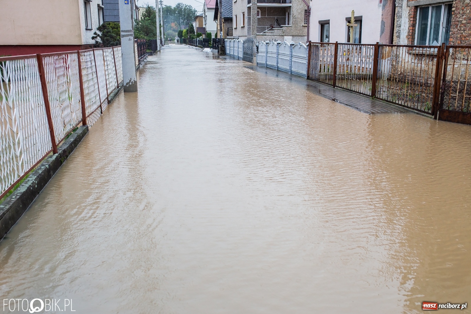 Zdjęcie w galerii na portalu naszraciborz.pl: Biała Woda rozlała się na centrum Krzanowic  wiadomości z regionu