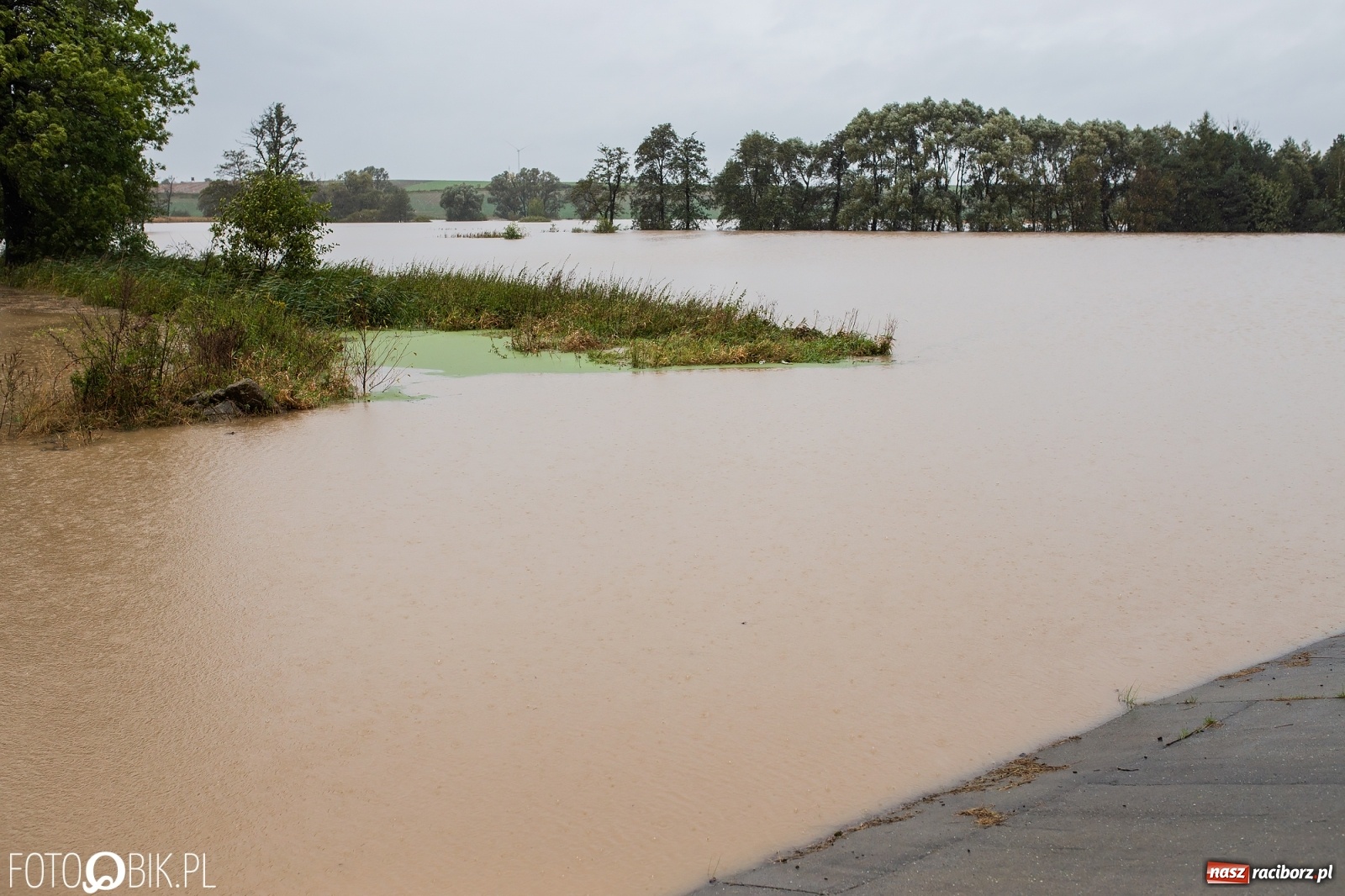 Zdjęcie w galerii na portalu naszraciborz.pl: Biała Woda rozlała się na centrum Krzanowic  wiadomości z regionu