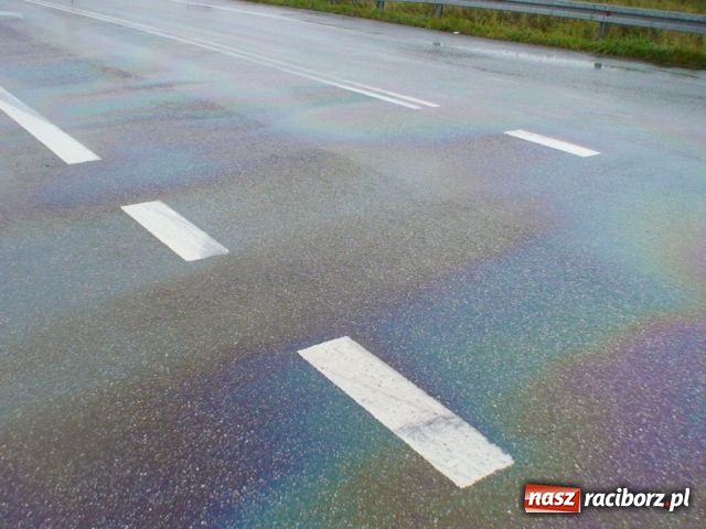 Zdjęcie w galerii na portalu naszraciborz.pl: ŚOSG: Olej napędowy na drodze wiadomości z regionu