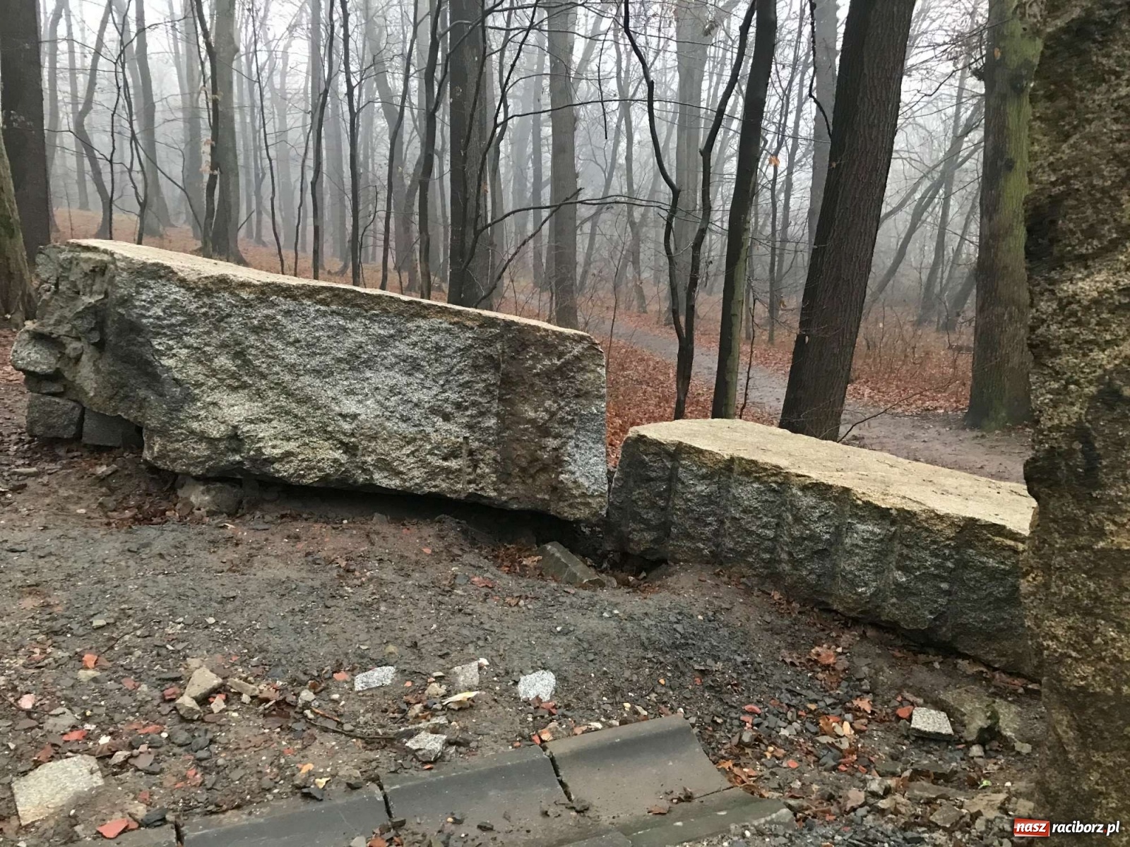 Zdjęcie w galerii na portalu naszraciborz.pl: Tyle zostało z kamiennej bramy w raciborskim Arboretum [FOTO] wiadomości z regionu