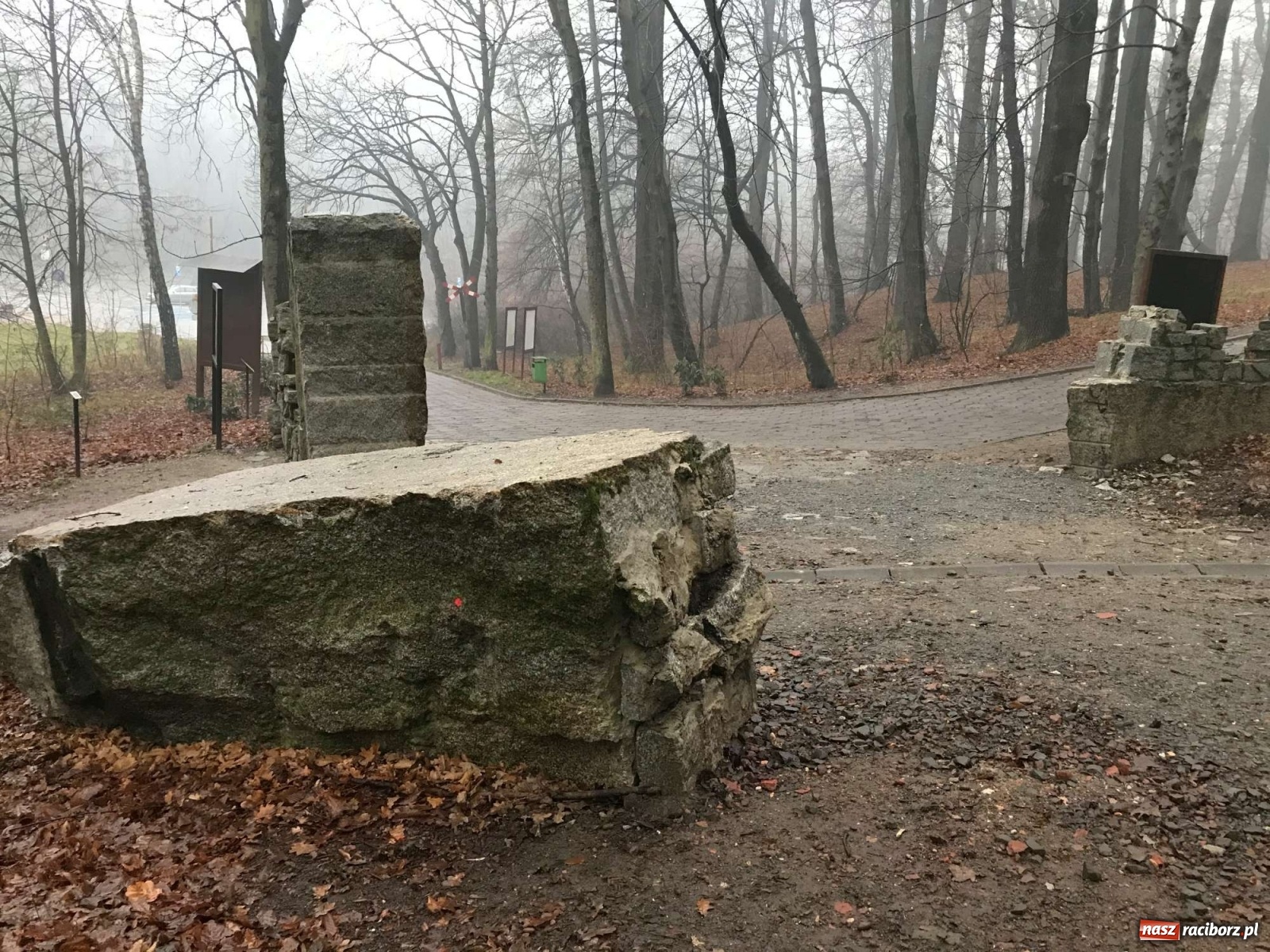 Zdjęcie w galerii na portalu naszraciborz.pl: Tyle zostało z kamiennej bramy w raciborskim Arboretum [FOTO] wiadomości z regionu