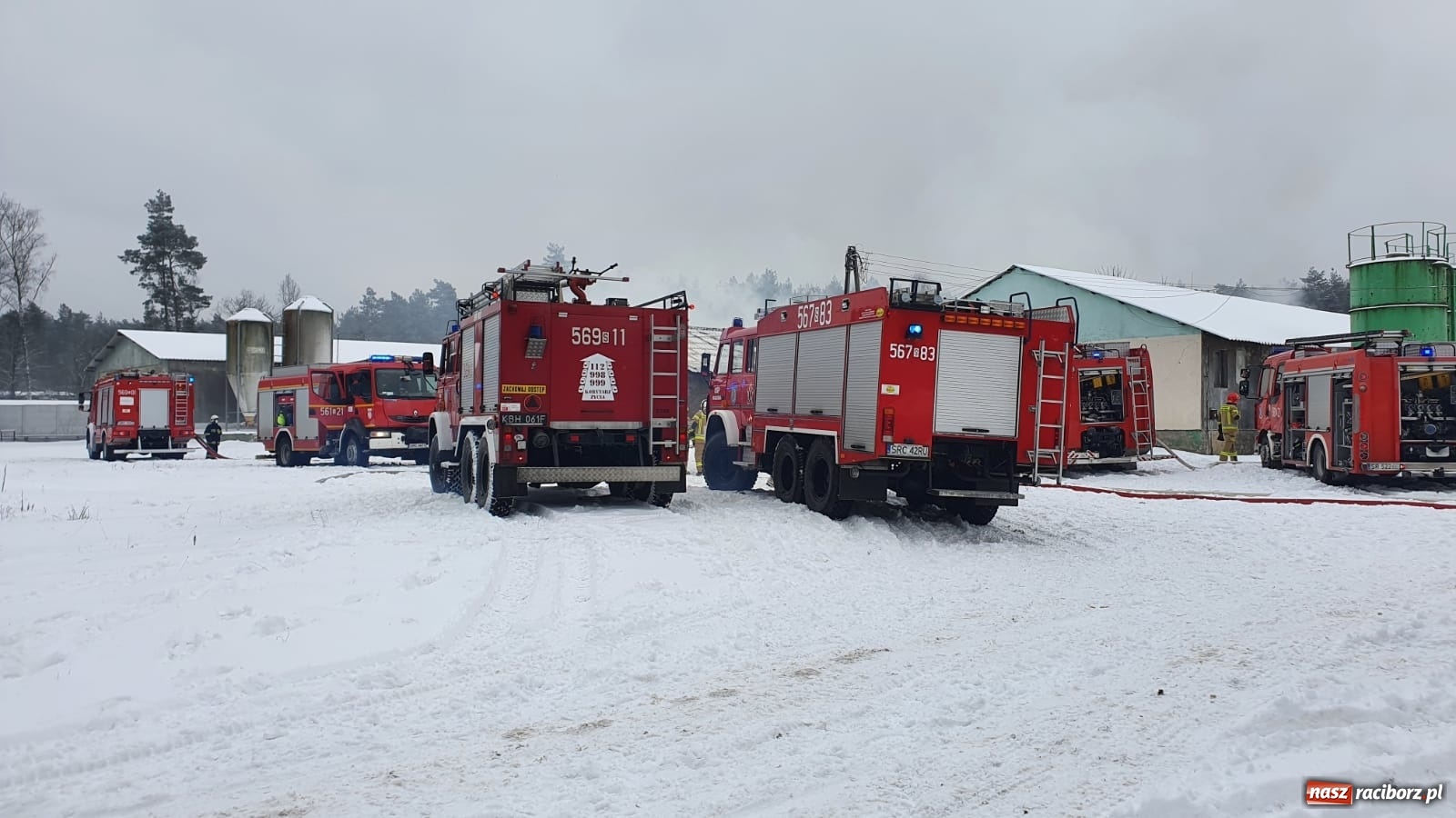 Zdjęcie w galerii na portalu naszraciborz.pl: Dym nad Rudami. Pożar na farmie drobiu wiadomości z regionu