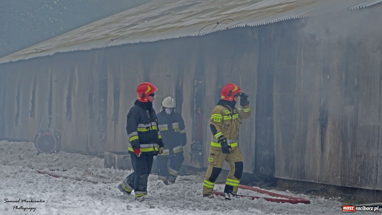 Zdjęcie w galerii na portalu naszraciborz.pl: Dym nad Rudami. Pożar na farmie drobiu wiadomości z regionu