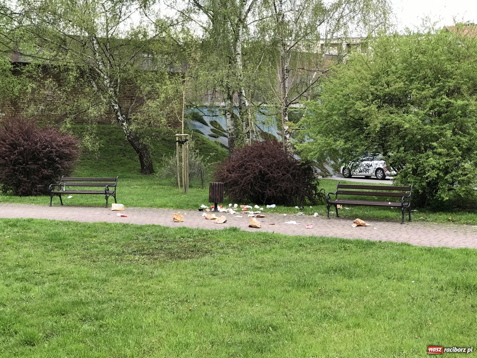 Zdjęcie w galerii na portalu naszraciborz.pl: Dzień w dzień to samo. Skwer jak chlew wiadomości z regionu