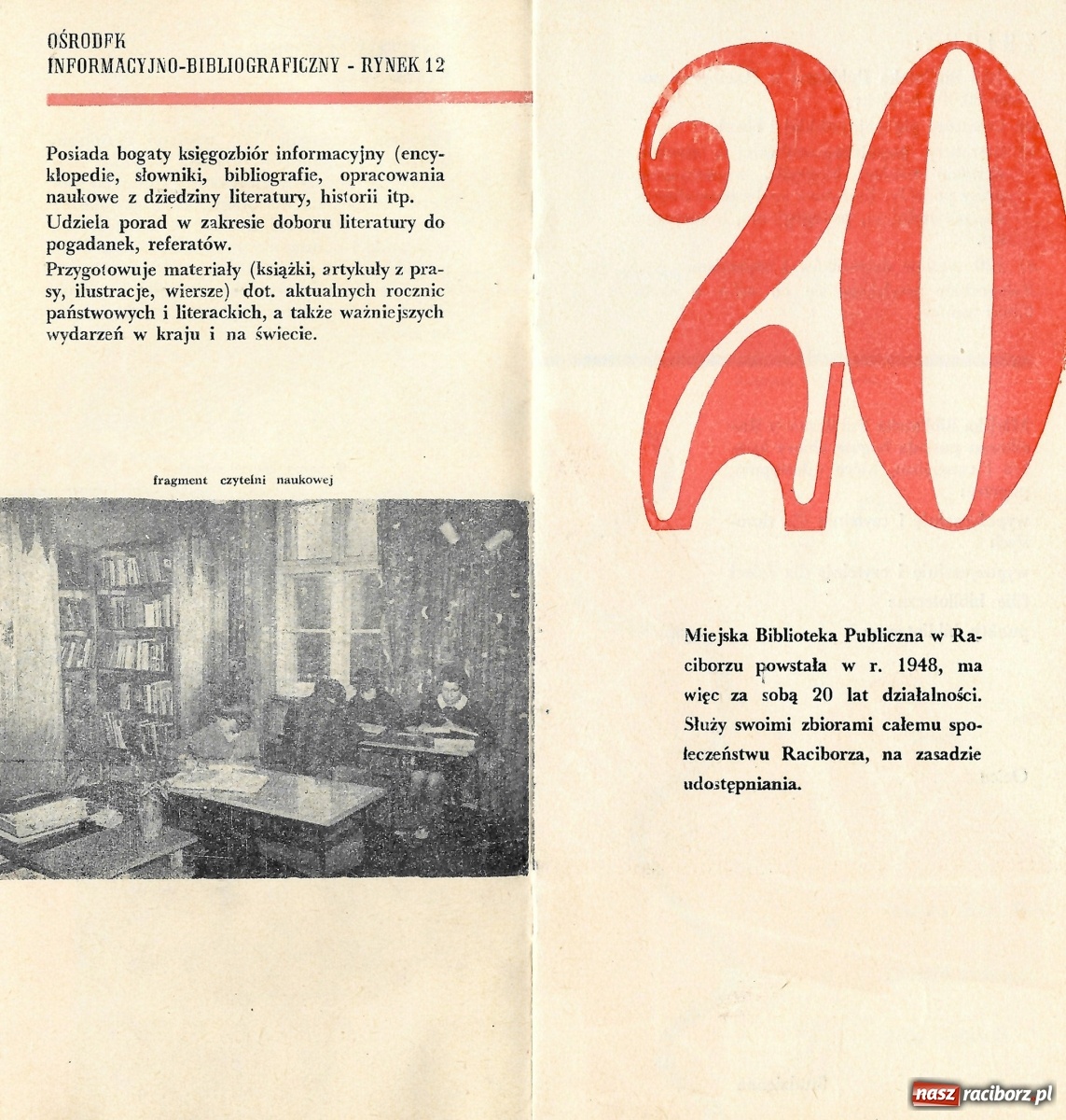 Zdjęcie w galerii na portalu naszraciborz.pl: Informator biblioteczny 1968 - z historii życia biblioteki wiadomości z regionu