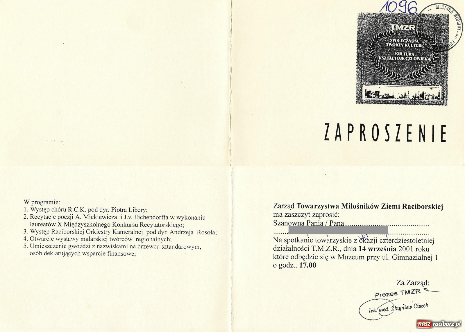 Zdjęcie w galerii na portalu naszraciborz.pl:  Z bibliotecznego archiwum - początki TMZR w Raciborzu wiadomości z regionu