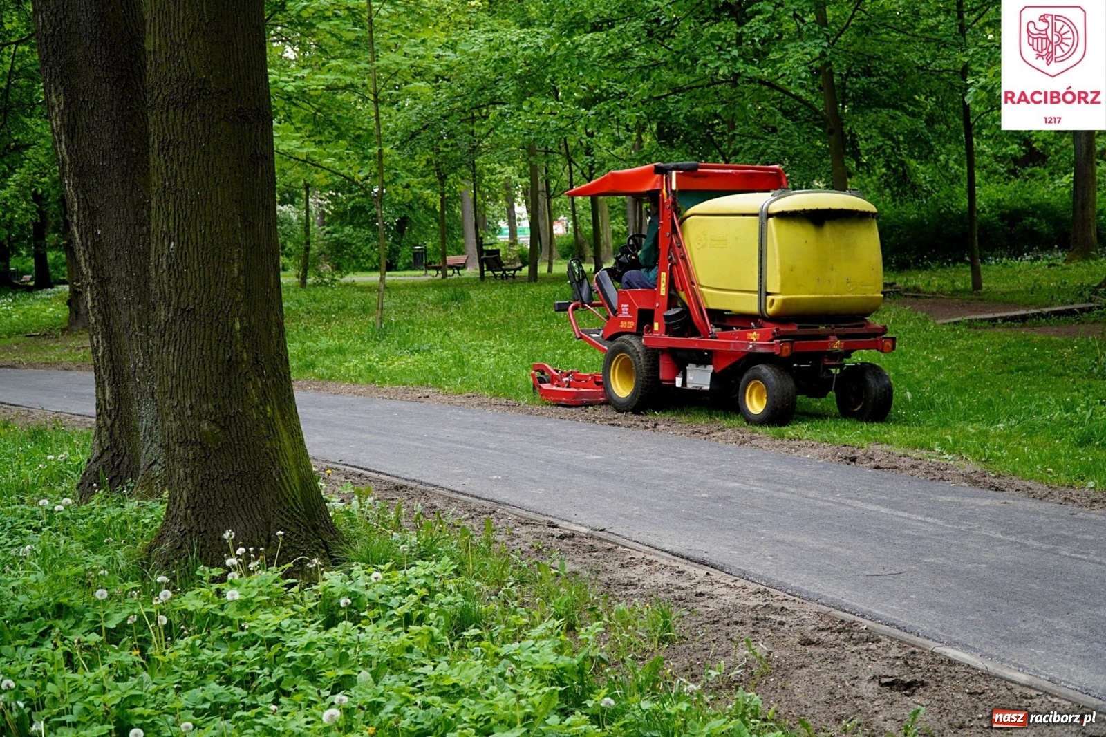 Zdjęcie w galerii na portalu naszraciborz.pl: Kosiarka do zadań specjalnych. Prezydent zadowolony ze stanu trawników wiadomości z regionu