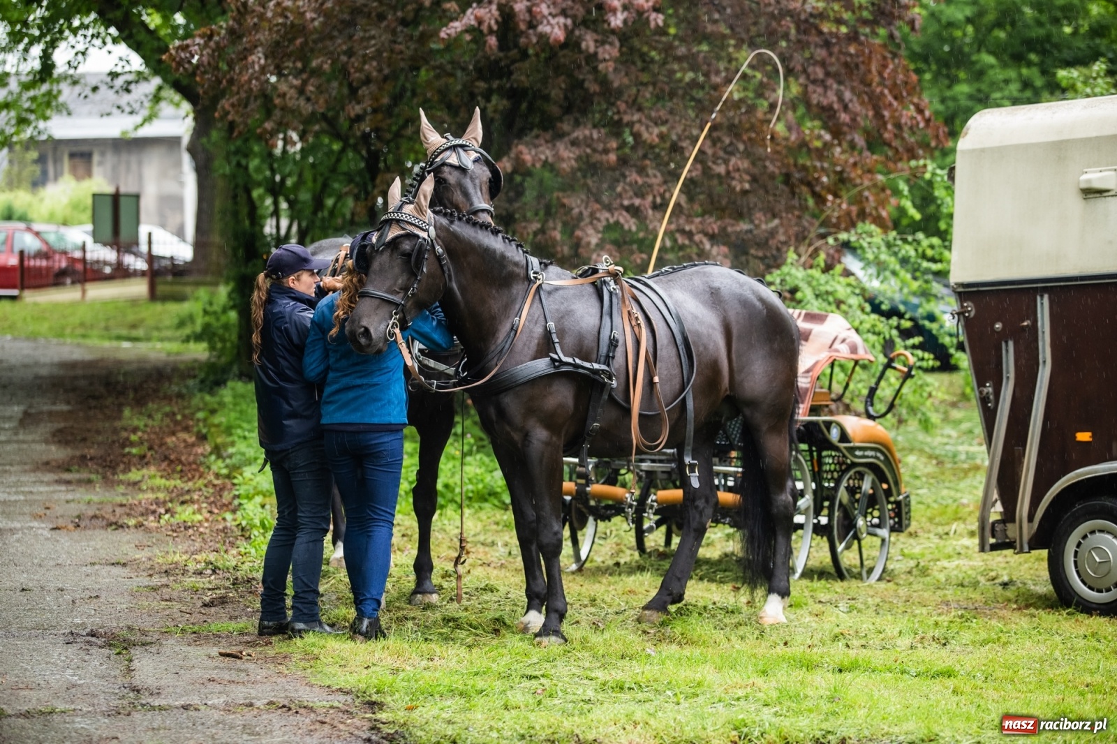 Zdjęcie w galerii na portalu naszraciborz.pl: III Procesja Konna na św. Urbana w Łubowicach. Jeźdźcy w strugach deszczu wiadomości z regionu
