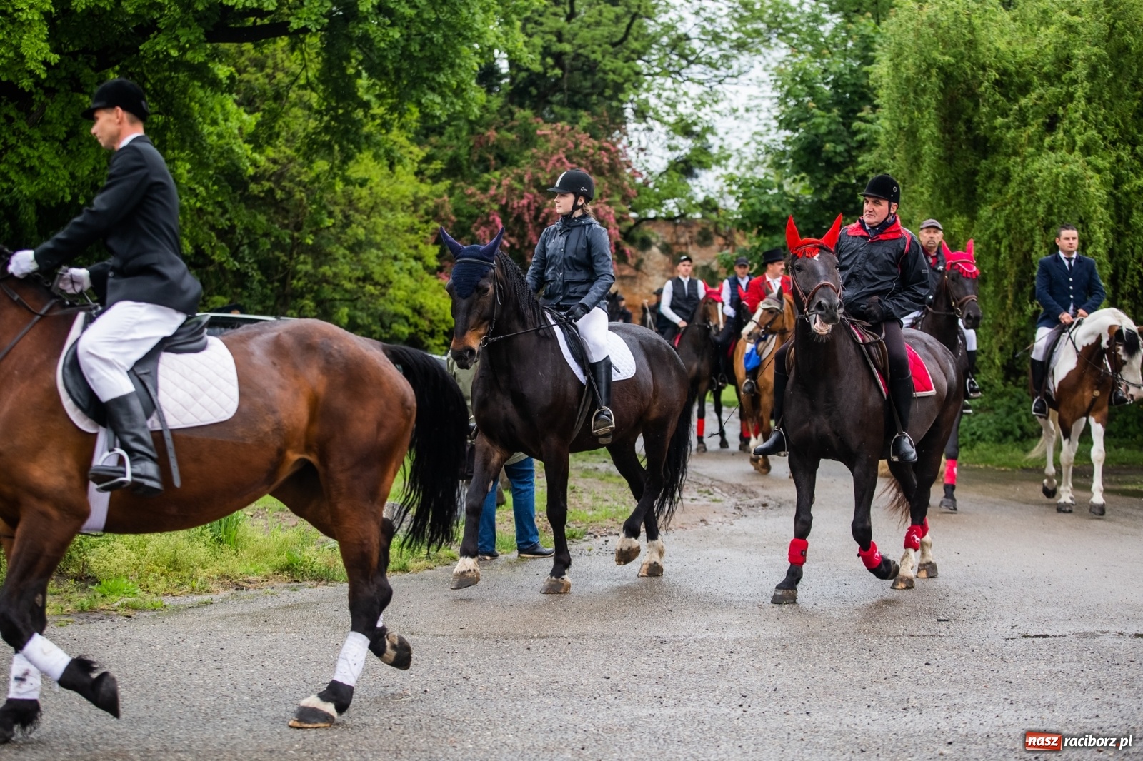Zdjęcie w galerii na portalu naszraciborz.pl: III Procesja Konna na św. Urbana w Łubowicach. Jeźdźcy w strugach deszczu wiadomości z regionu