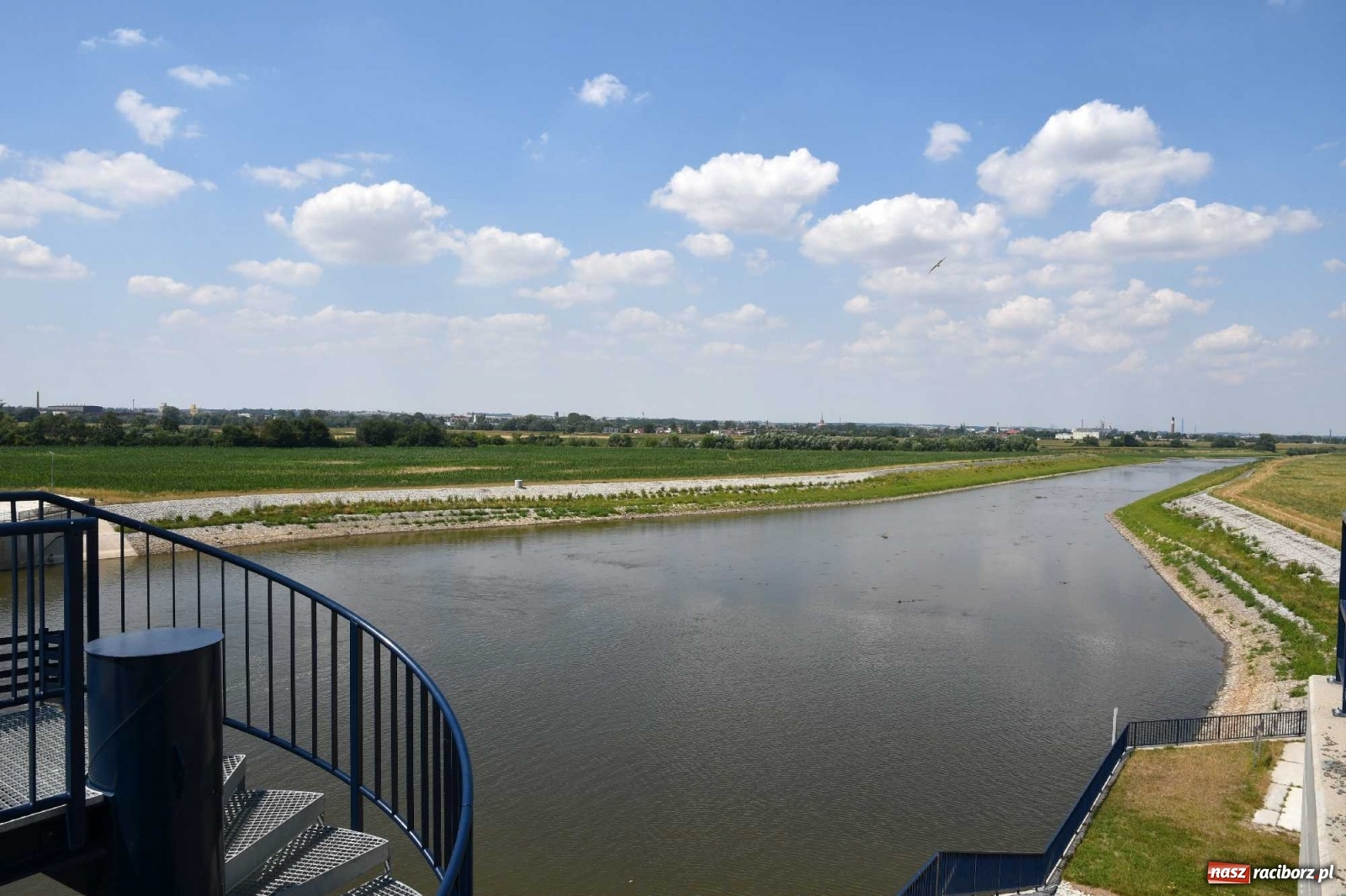 Zdjęcie w galerii na portalu naszraciborz.pl: Niski stan Odry. Takie widoki z zapory zbiornika Racibórz wiadomości z regionu