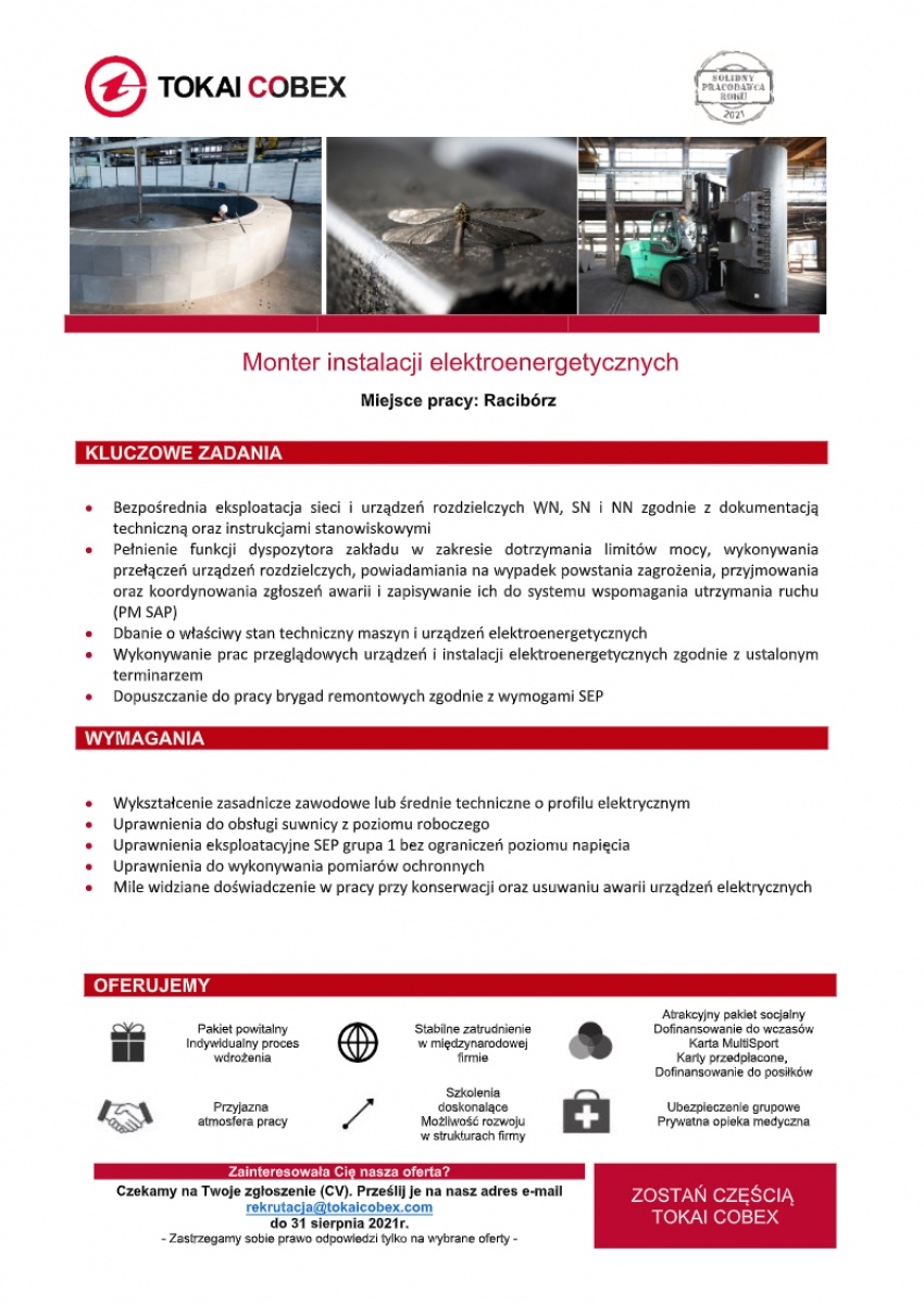 Zdjęcie w galerii na portalu naszraciborz.pl: Monter instalacji elektroenergetycznych. Miejsce pracy: Racibórz  wiadomości z regionu