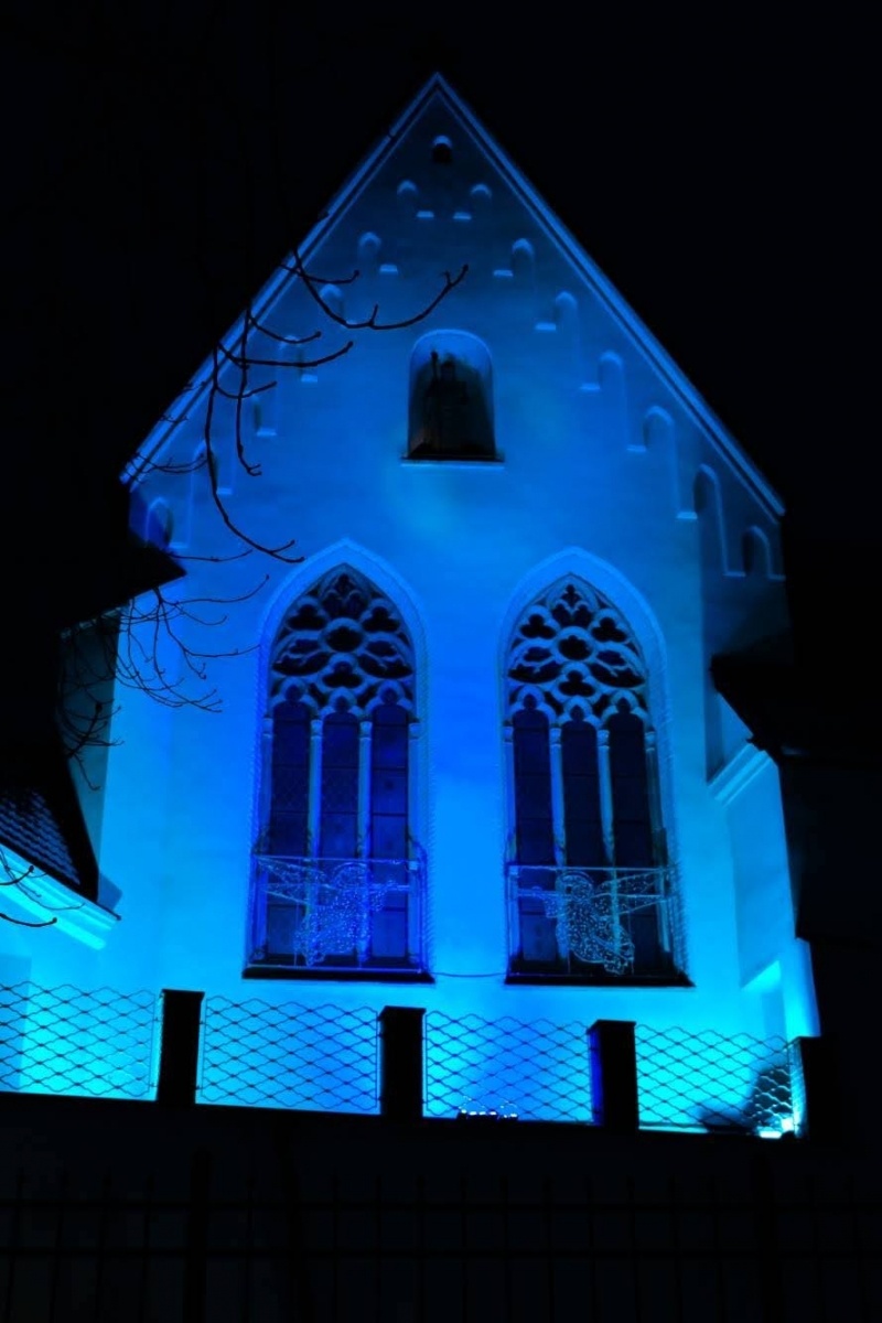 Zdjęcie w galerii na portalu naszraciborz.pl: Zamek Piastowski w niebieskim płaszczu. To ważny symbol! wiadomości z regionu