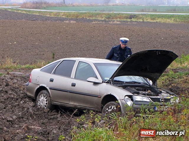 Zdjęcie w galerii na portalu naszraciborz.pl: Opel wypadł z drogi  wiadomości z regionu