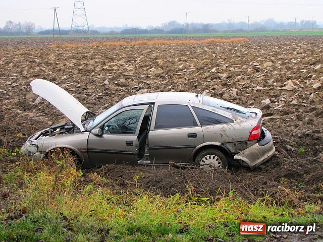 Zdjęcie w galerii na portalu naszraciborz.pl: Opel wypadł z drogi  wiadomości z regionu