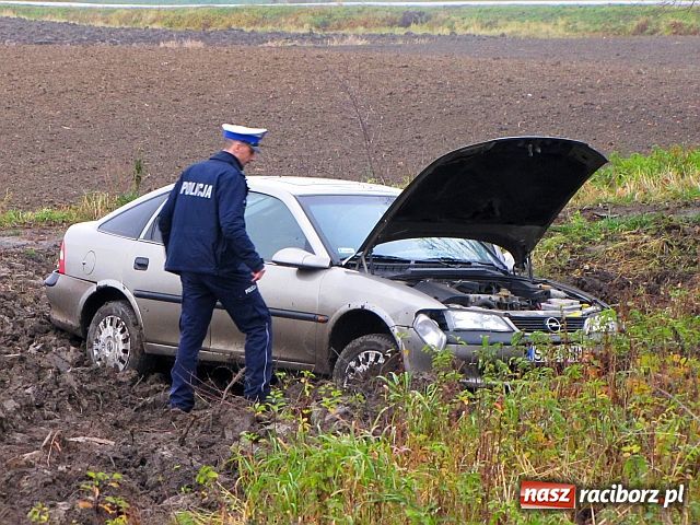 Zdjęcie w galerii na portalu naszraciborz.pl: Opel wypadł z drogi  wiadomości z regionu