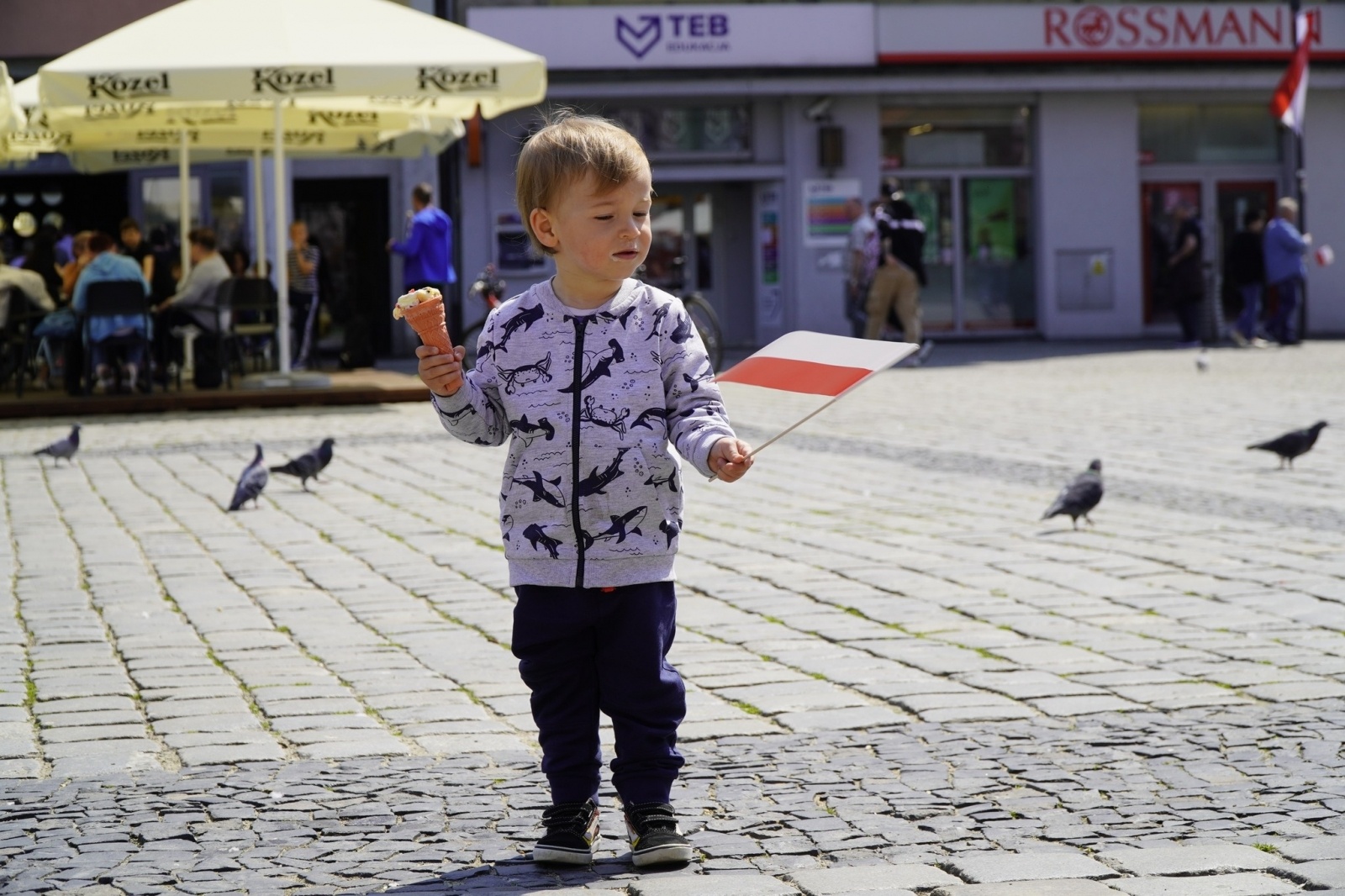 Zdjęcie w galerii na portalu naszraciborz.pl: Prezydent i raciborscy strzelcy rozdawali flagi wiadomości z regionu