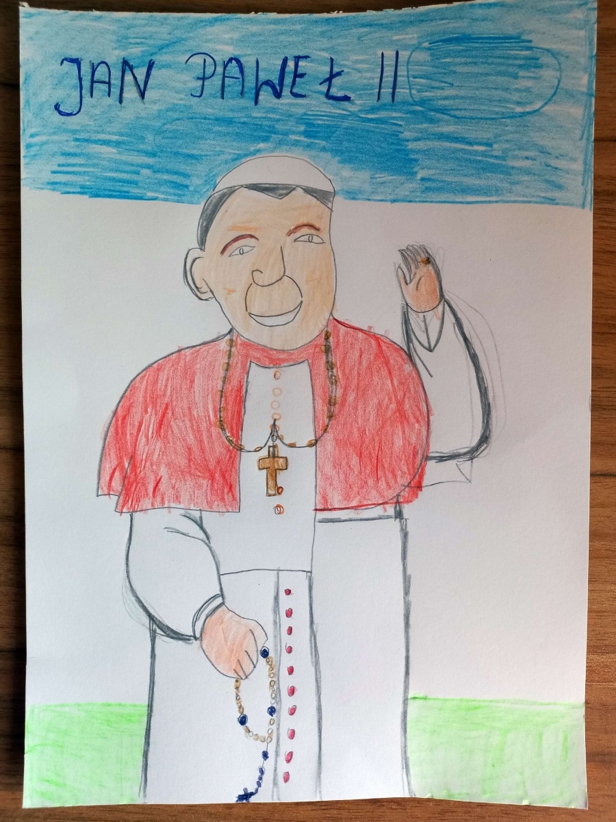 Zdjęcie w galerii na portalu naszraciborz.pl: Jan Paweł II - pielgrzym pokoju. Konkurs w SP 15 wiadomości z regionu