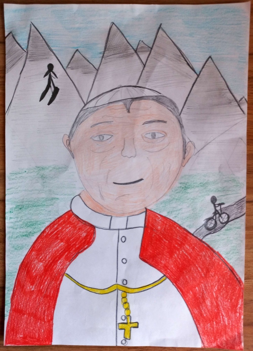 Zdjęcie w galerii na portalu naszraciborz.pl: Jan Paweł II - pielgrzym pokoju. Konkurs w SP 15 wiadomości z regionu