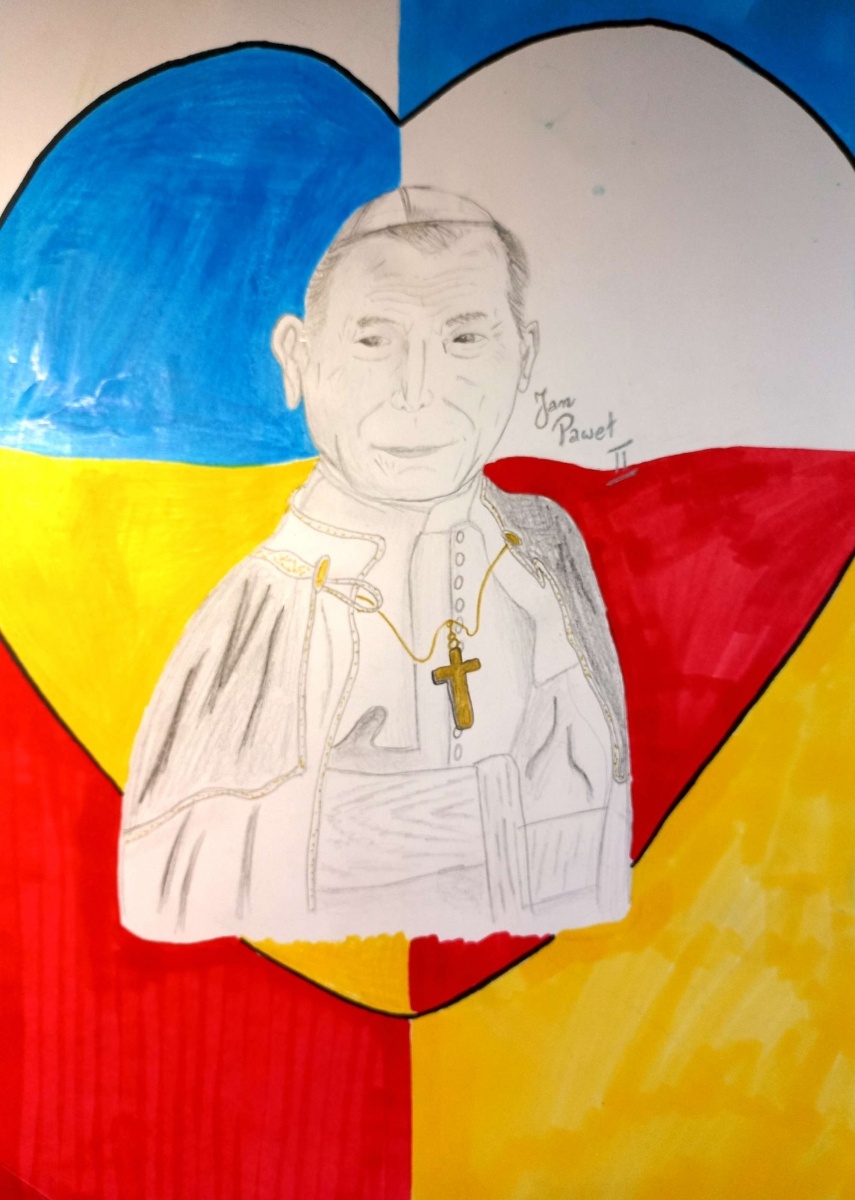 Zdjęcie w galerii na portalu naszraciborz.pl: Jan Paweł II - pielgrzym pokoju. Konkurs w SP 15 wiadomości z regionu