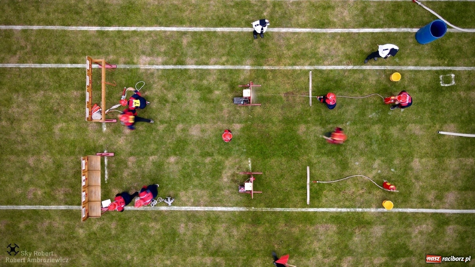 Zdjęcie w galerii na portalu naszraciborz.pl: Strażacka rywalizacja w Pietrowicach Wielkich w oku drona [FOTO i WIDEO] wiadomości z regionu