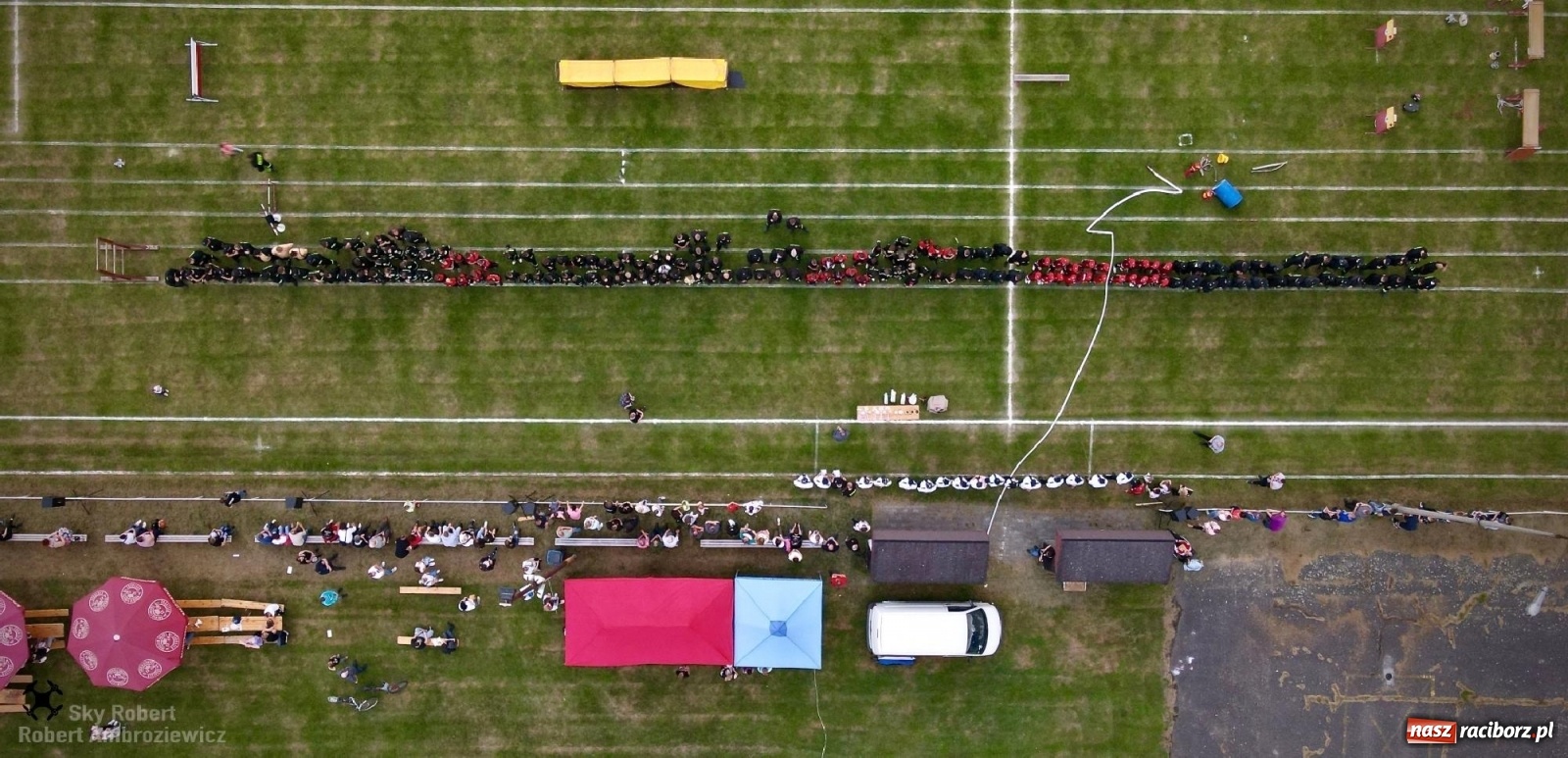 Zdjęcie w galerii na portalu naszraciborz.pl: Strażacka rywalizacja w Pietrowicach Wielkich w oku drona [FOTO i WIDEO] wiadomości z regionu