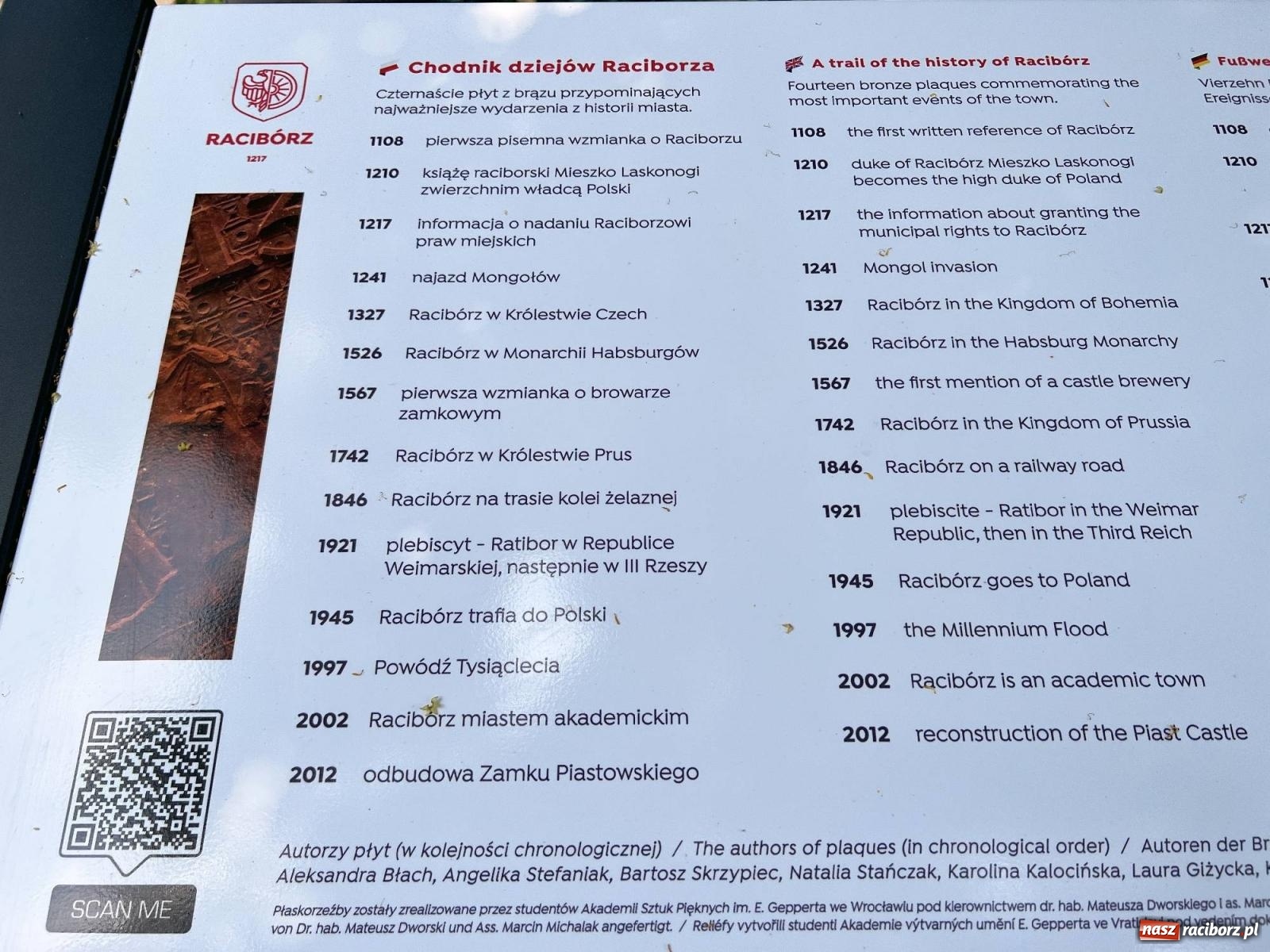 Zdjęcie w galerii na portalu naszraciborz.pl: Oficjalnie otwarto chodnik dziejów Raciborza [KRÓTKI SPACER WIDEO] wiadomości z regionu