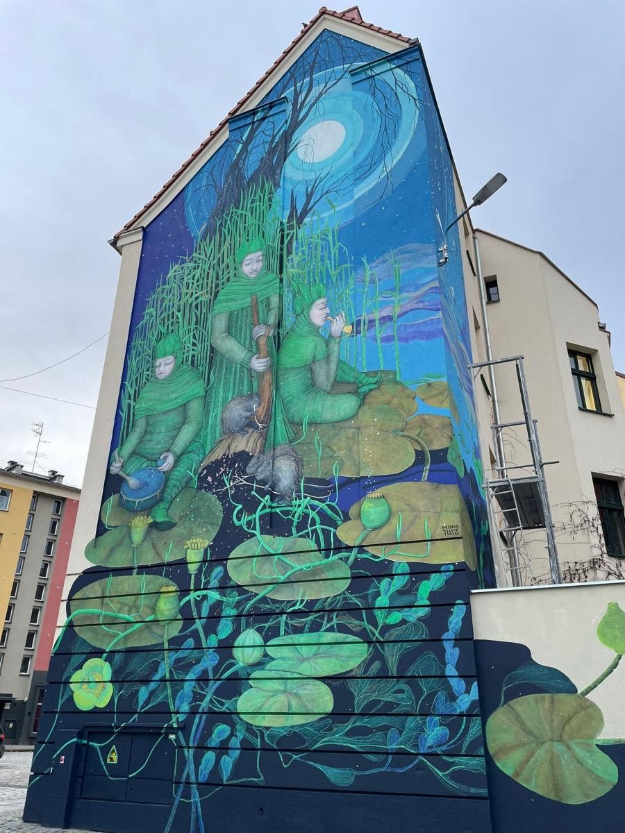 Zdjęcie w galerii na portalu naszraciborz.pl: Mona Tusz, Łężczok i esencja Raciborza. Mural oficjalnie oddany wiadomości z regionu