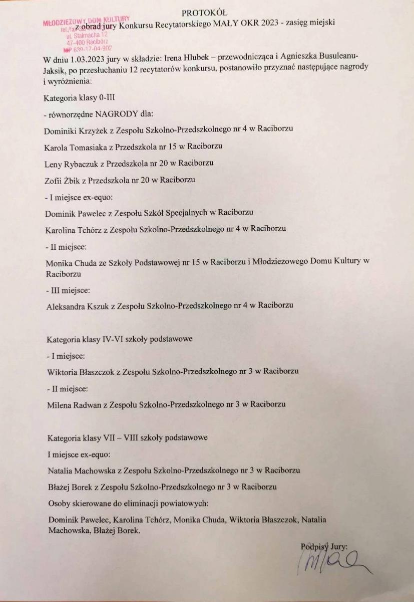 Zdjęcie w galerii na portalu naszraciborz.pl: Moja Walentynka i Mały OKR. W MDK rozdano nagrody wiadomości z regionu