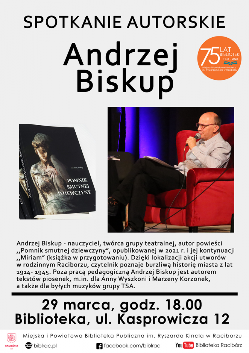 Zdjęcie w galerii na portalu naszraciborz.pl: Andrzej Biskup na spotkaniu w bibliotece wiadomości z regionu